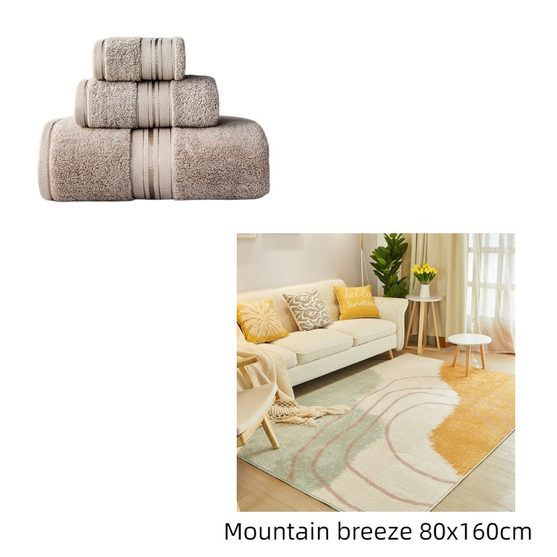 Pure Color Thick Cotton Bath Towel Set Towel