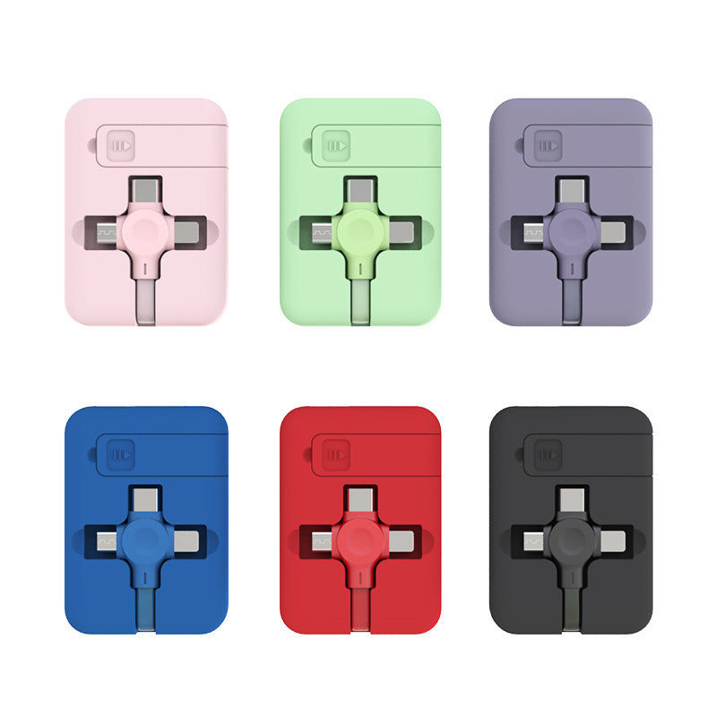 4-In-1 Retractable USB Cable with Phone Stand