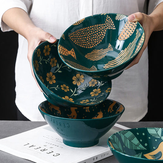 Japanese style underglaze ceramic tableware