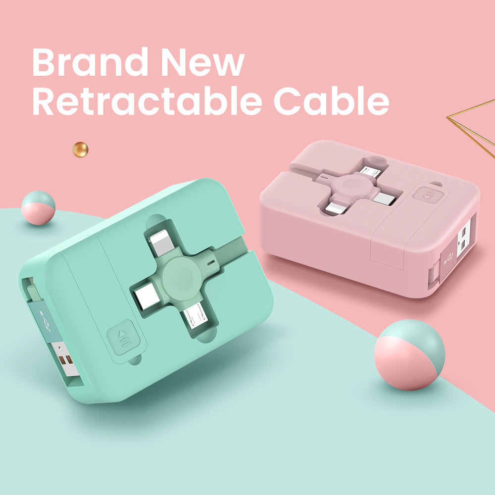 4-In-1 Retractable USB Cable with Phone Stand