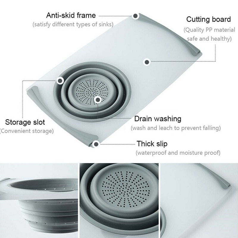 Multi-Functional 3 in 1 Chopping Board with Drain Basket