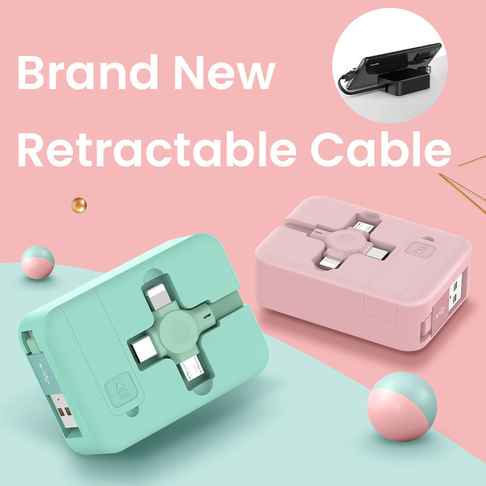4-In-1 Retractable USB Cable with Phone Stand