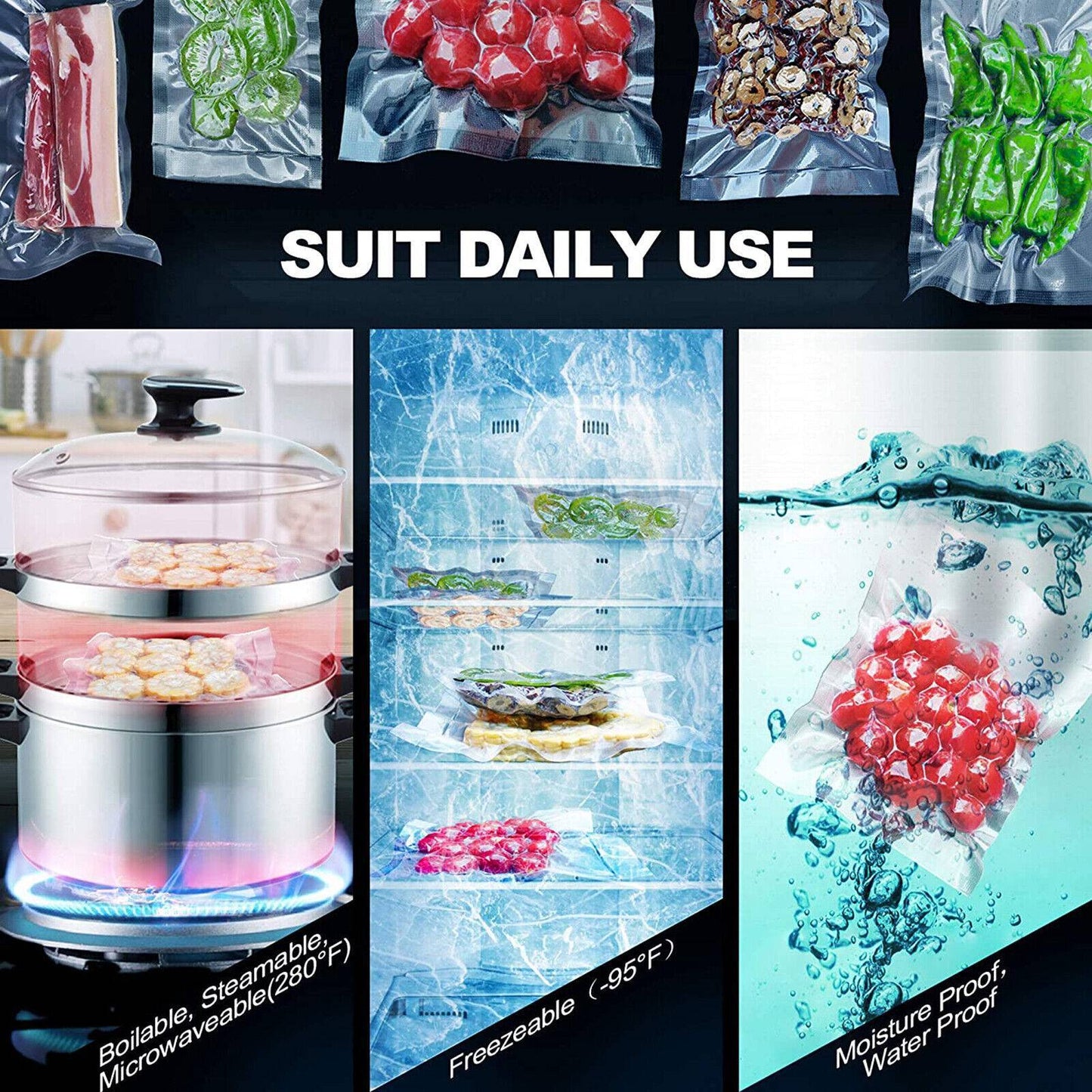 Vacuum Sealer Bags Precut Food Storage