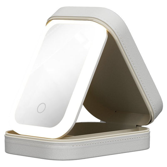 Portable Makeup Cosmetic Organizer With LED Light Mirror
