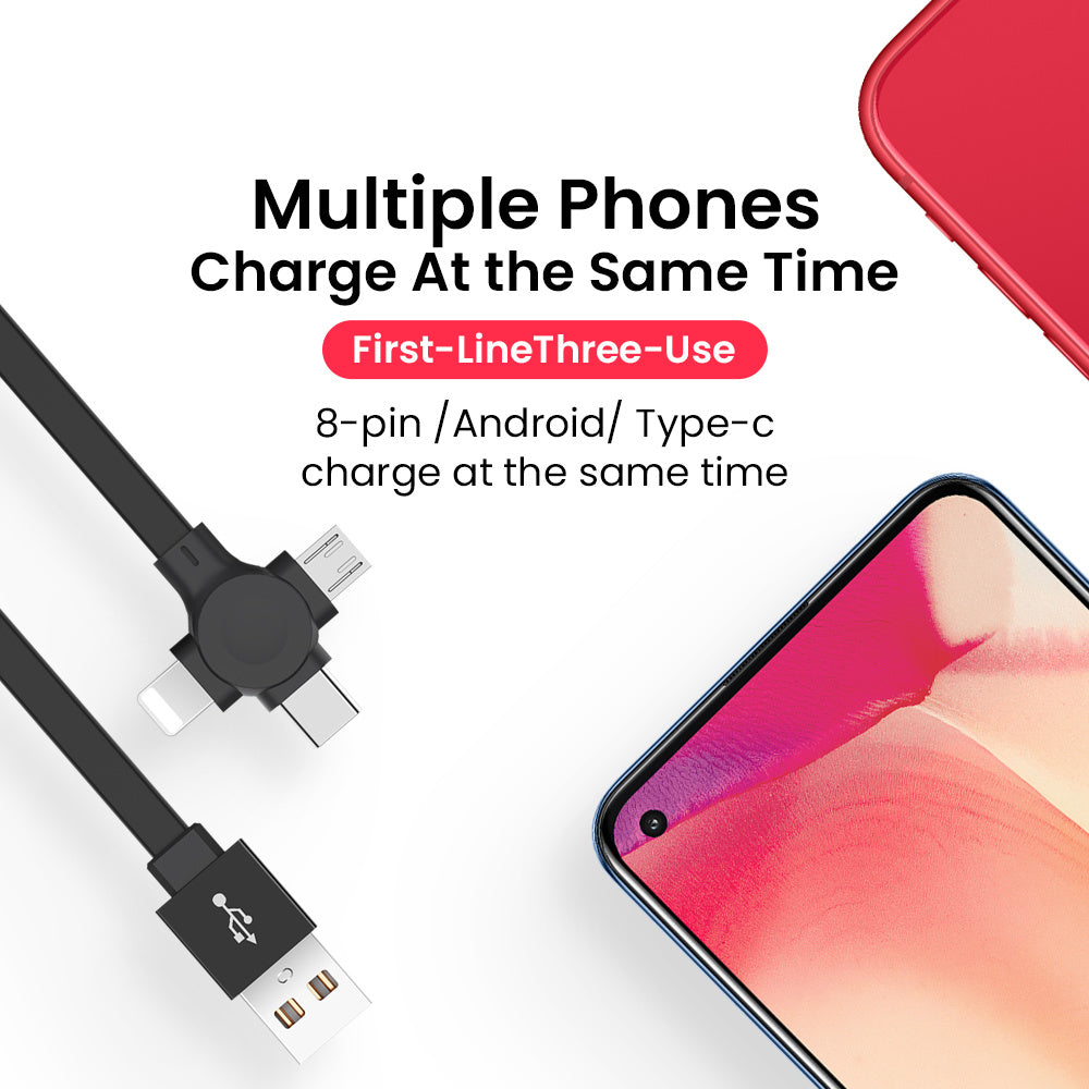 4-In-1 Retractable USB Cable with Phone Stand